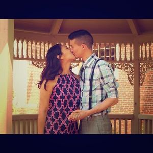 Hot pink and Navy halter dress size S